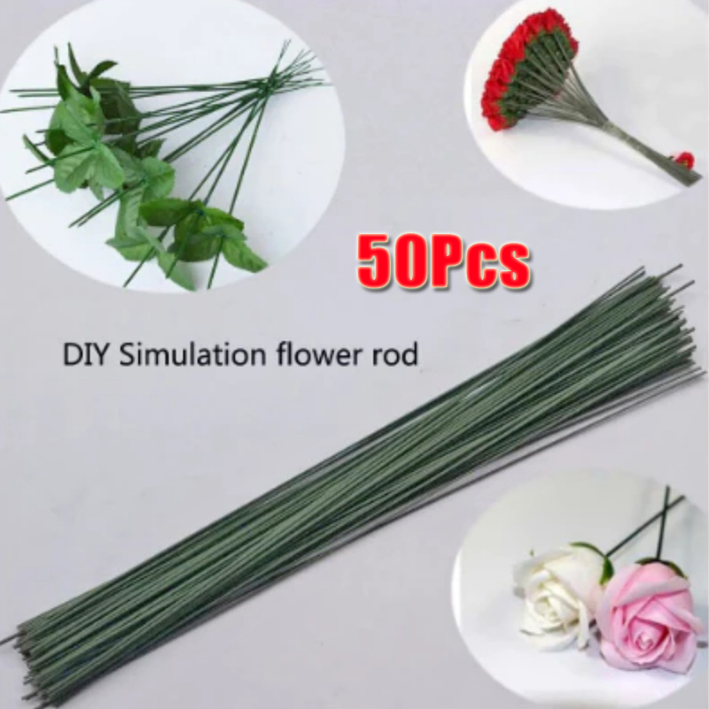 Wire Stem Florist - 50Pcs 2mm Green Floral Wire Stems