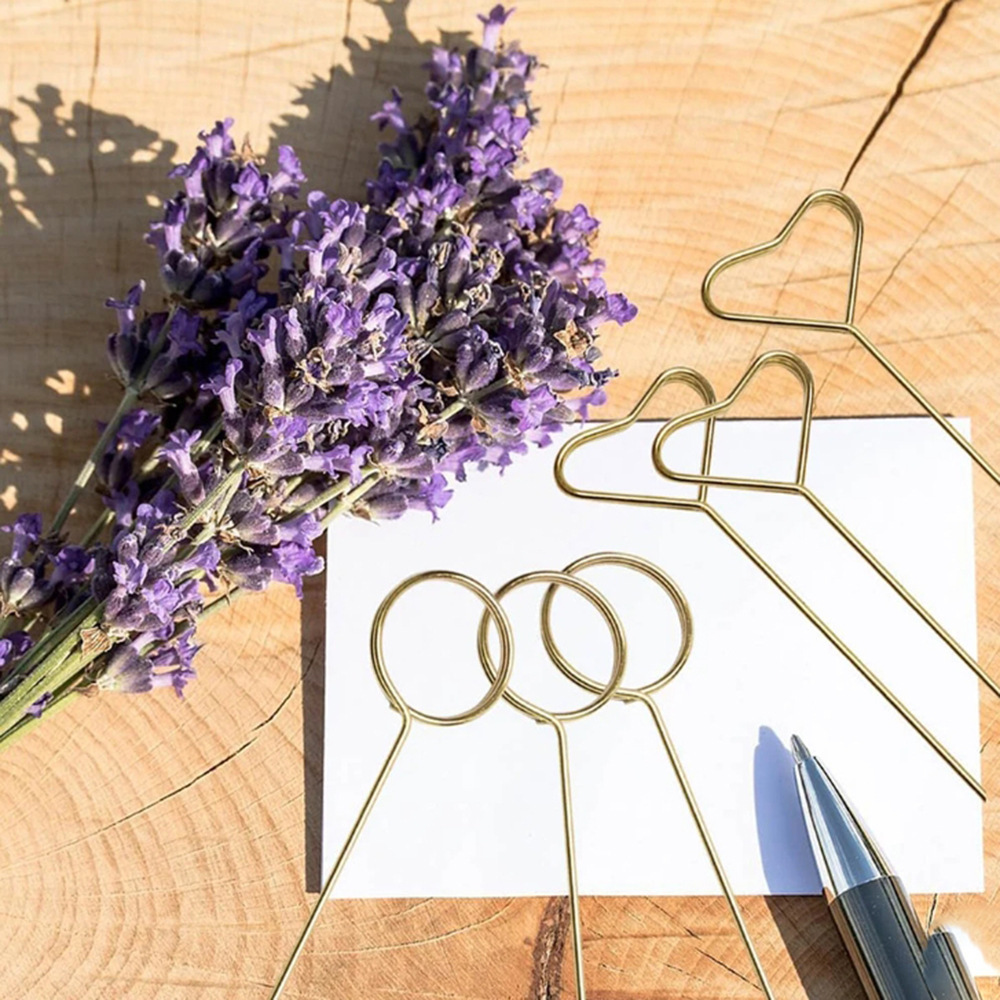 Floral Picks Wood - Metal Flower Card Pick Holder Gold