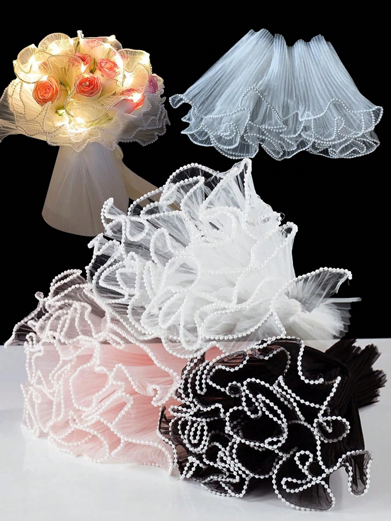 Florist Flower Supply - 4Yards Faux Pearl Edge Flower Wrapping