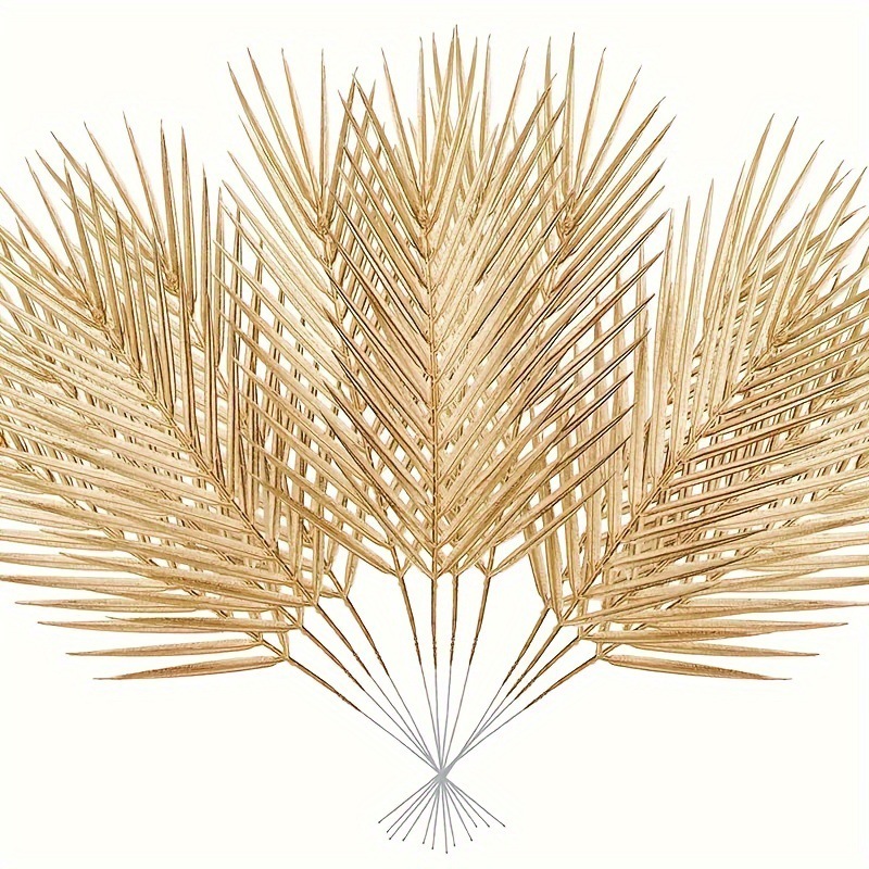5pcs Golden Artificial Palm Le - Palm Leaf Dried 评论和价格