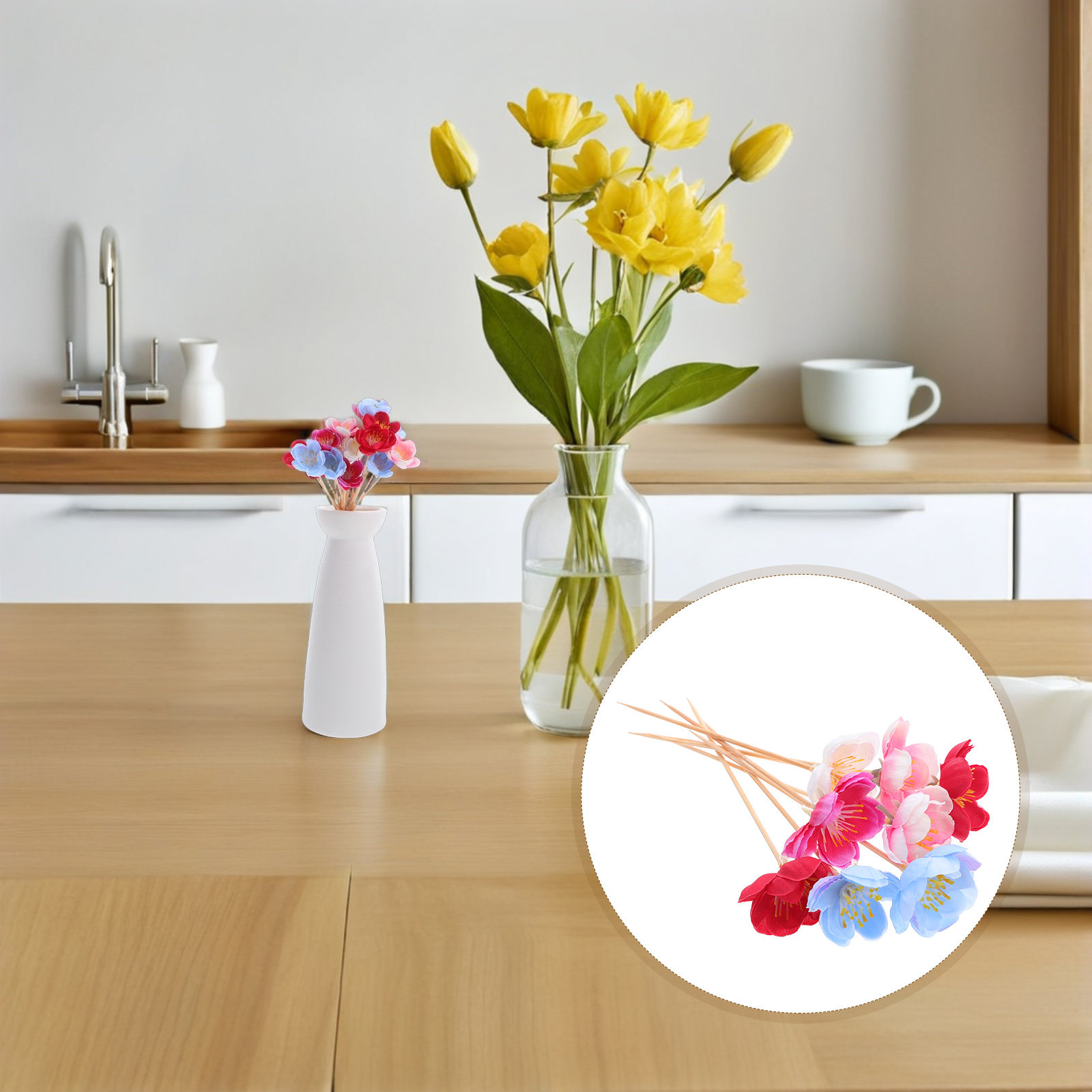100Pcs Sturdy Floral Fruit Ske - Floral Picks Wood 评论和价格