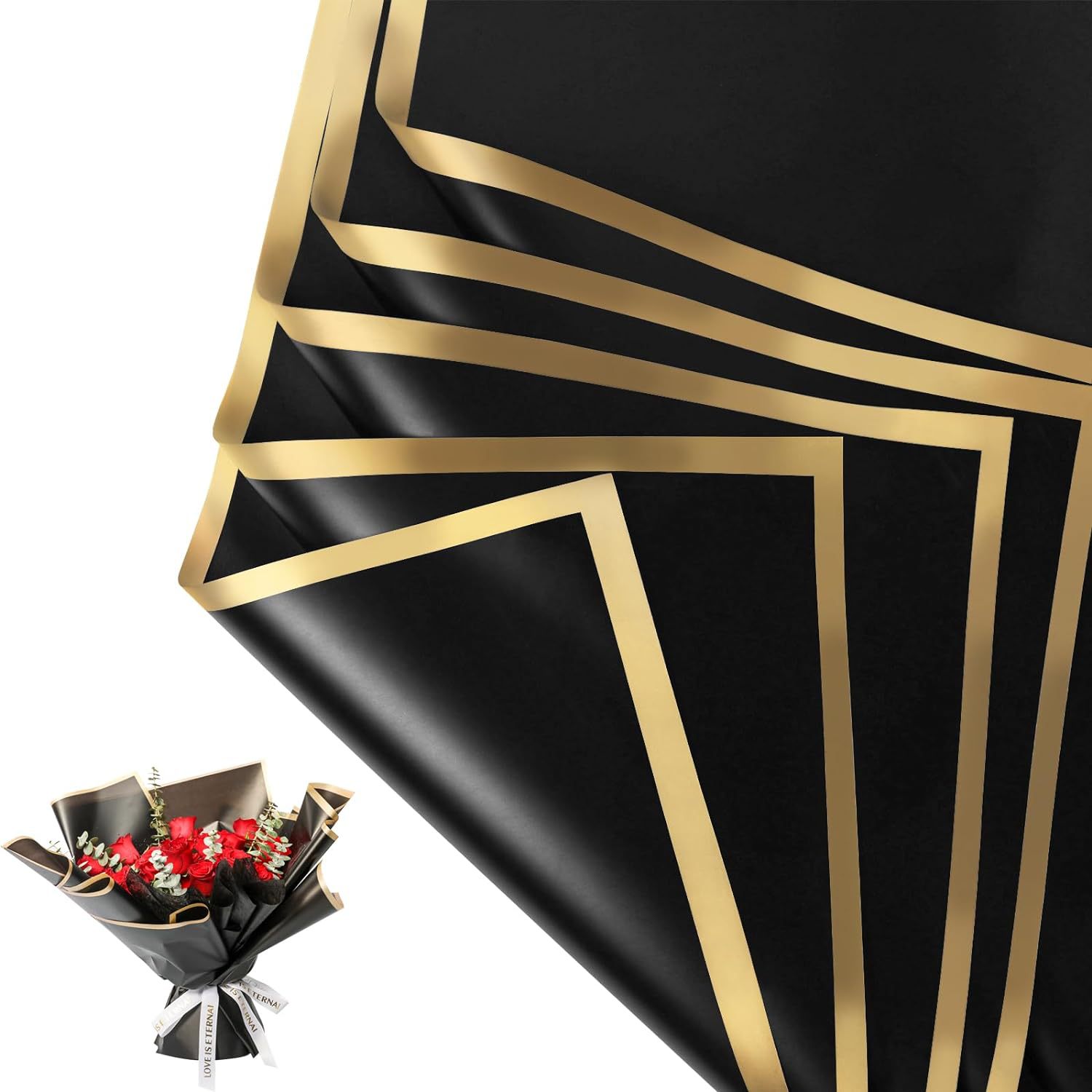 20 Sheets Gold Edge Waterproof - Florist Flower Supply 评论和价格