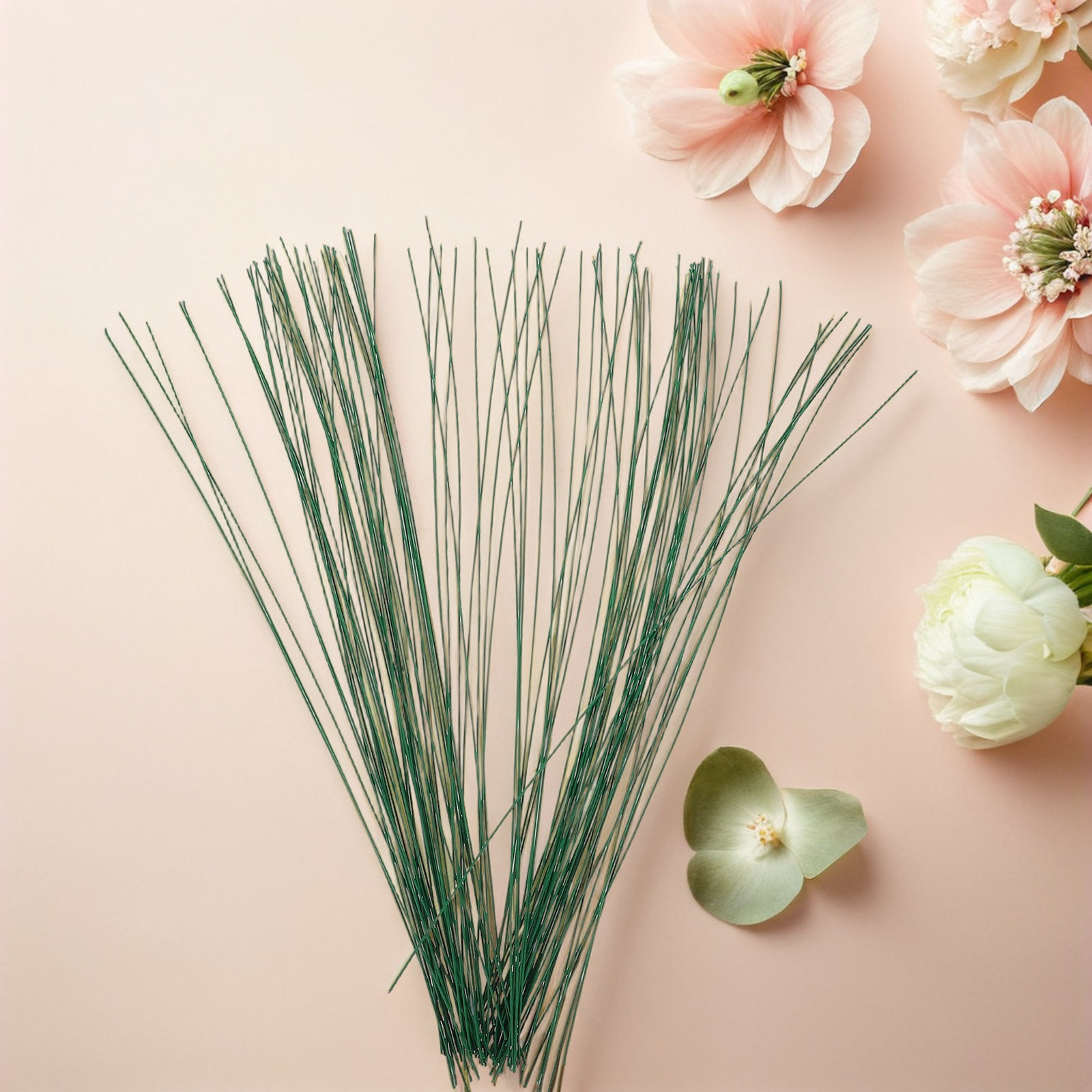 100Pcs Floral Stem Wire Green  - Wire Stem Florist 评论和价格